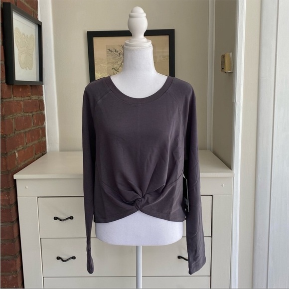 90 DEGREE BY REFLEX Terry Brushed High/Low Twist Front Top - Picture 2 of 14